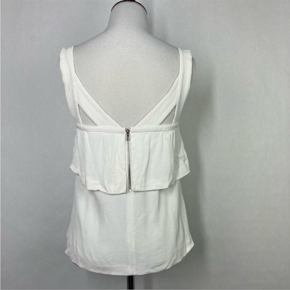 Sandro White Women’s Square Neck Ruffles Sleeveless Top Size 2 - Picture 4 of 7